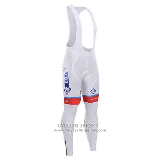 2015 Jersey FDJ Long Sleeve White And Blue